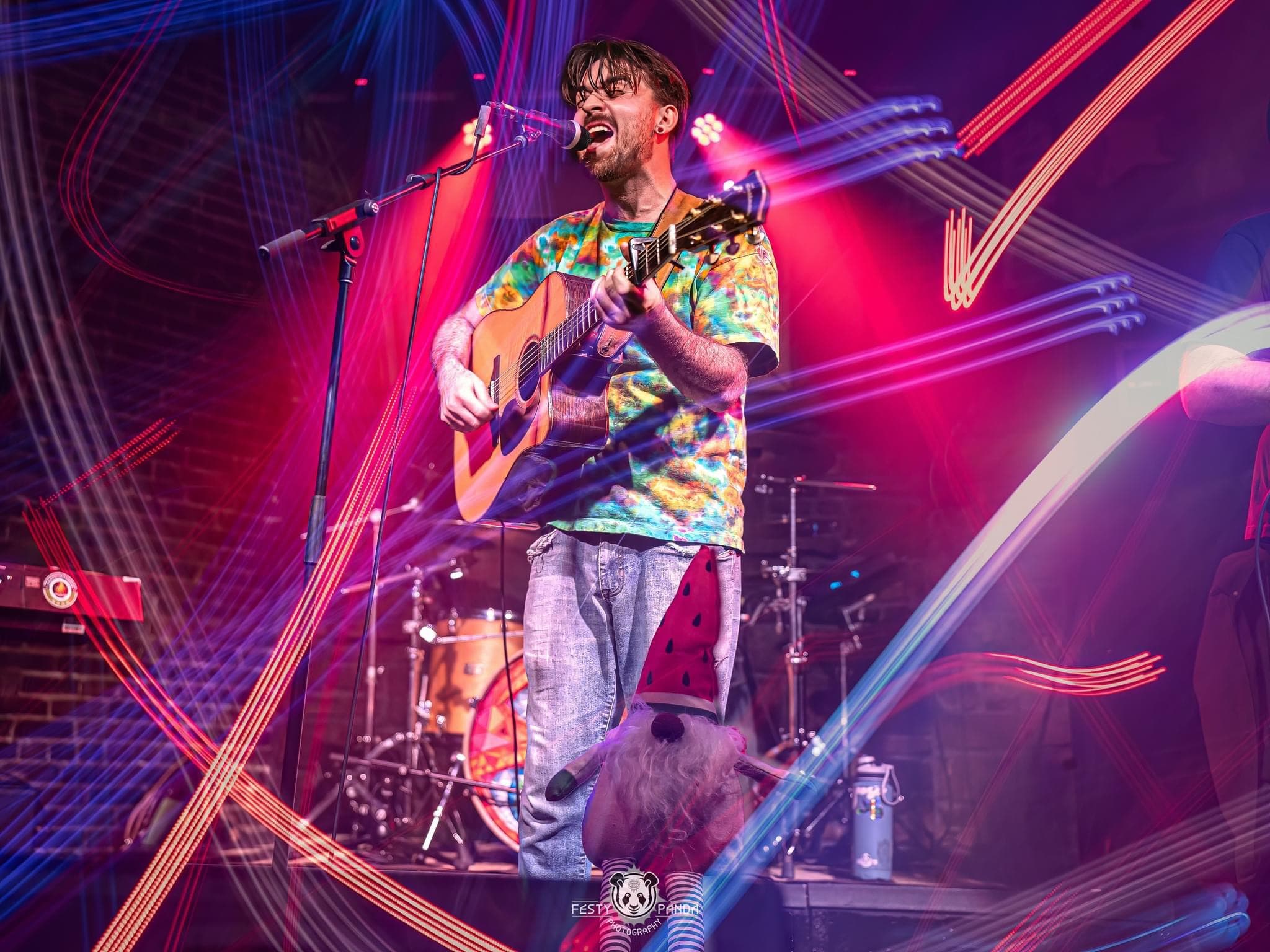 Psychedelic light trails during solo performance